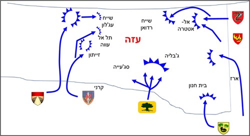 תרשים סכמתי: התמרון בצפון הרצועה במבצע 'עופרת יצוקה'