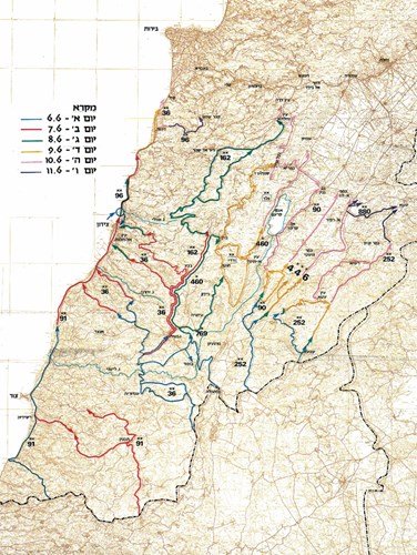 מפה 2 – מהלכים אוגדתיים בלבנון, 6–11 ביוני (גרפיקה: אילנה אגרבה)