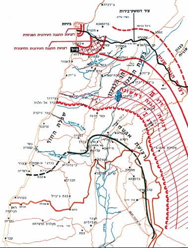 מפה 1 : תפיסת ההגנה הסורית בלבנון ערב מלחמת שלום הגליל